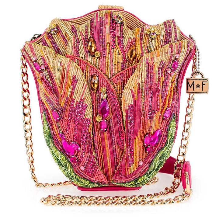 Treasured Tulip Beaded Flower Crossbody Shoulder Handbag