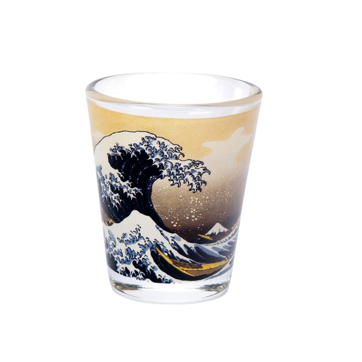 2oz 3"H Glass Sake Cup Shot Great Wave