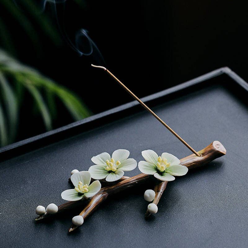 Handmade Ceramic Plum Blossom Incense Holder Ornament