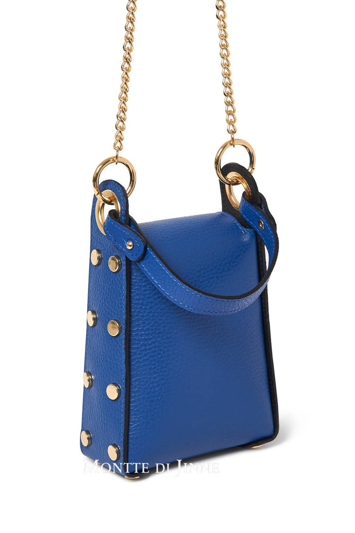 Italian Genuine Leather Mini Bee Bag with Gold Chain Strap