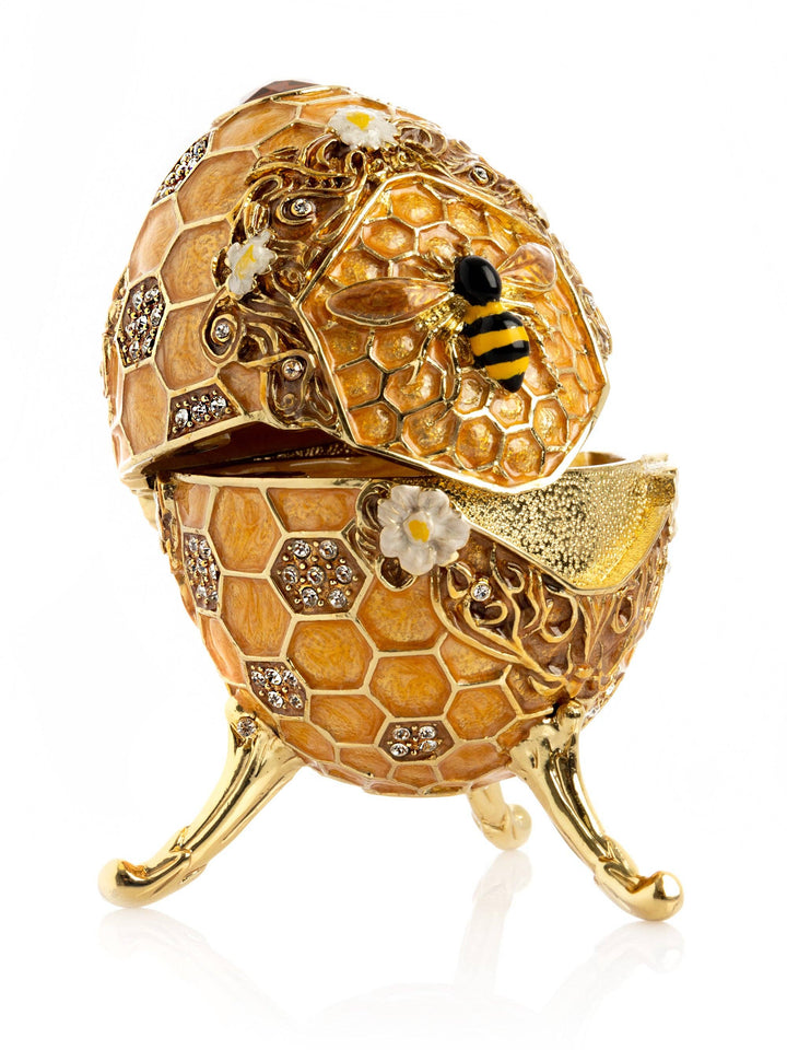Easter Egg Honeycomb with Bees Hive trinket box