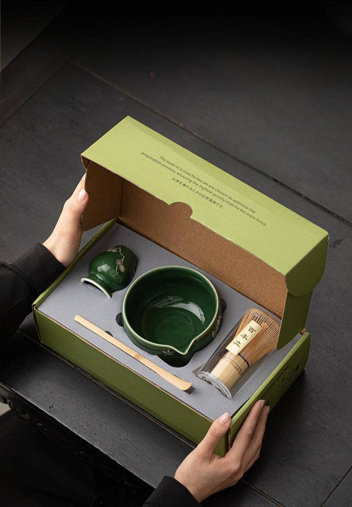 Gohobi Ceramic Matcha Set - Green Flower