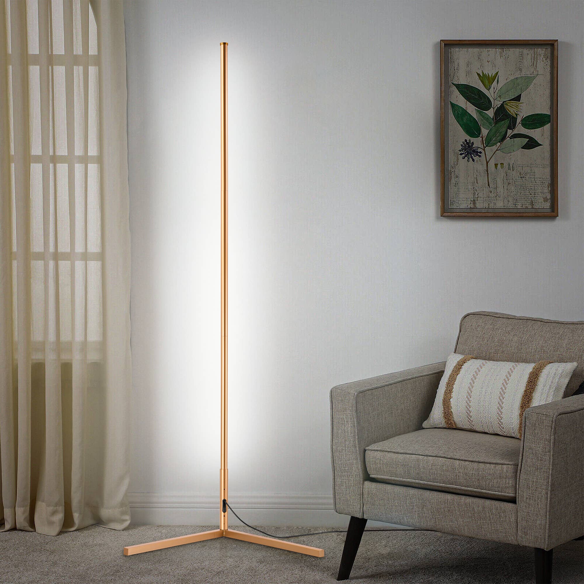 RGBCW Corner Floor Lamp Ambient Lighting Reading Lamp: Gold – ROM
