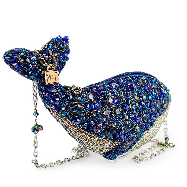 Whale of a Time Blue Beaded Whale Crossbody Handbag