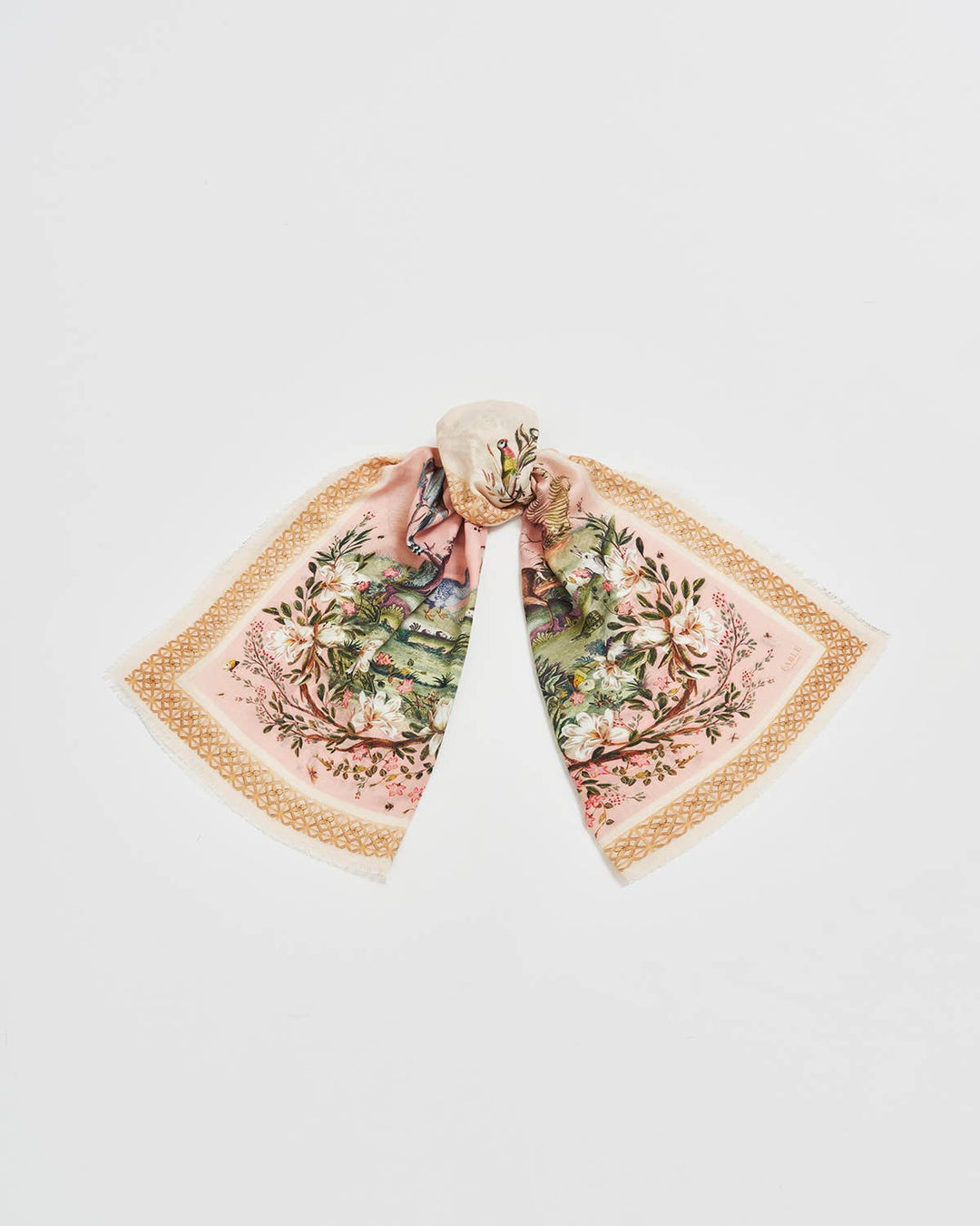 Woodland Scene Pink Long Scarf