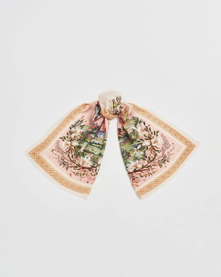 Woodland Scene Pink Long Scarf