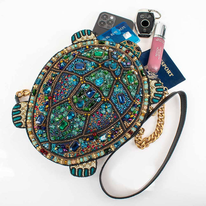 Wave Rider Beaded Turtle Crossbody Handbag