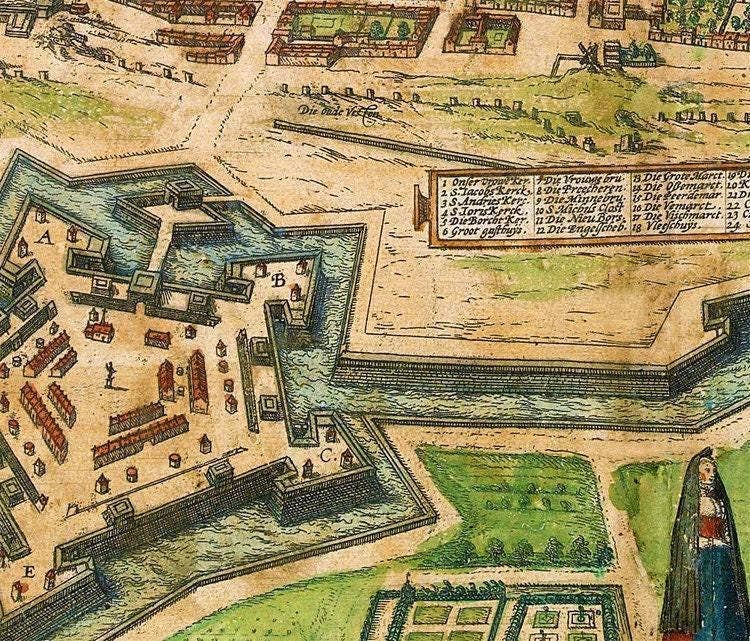 Old Map of Antwerp Anvers Belgium 1572 | Vintage Map Wall Art Print