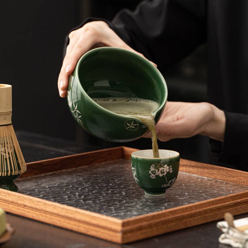 Gohobi Ceramic Matcha Set - Green Flower