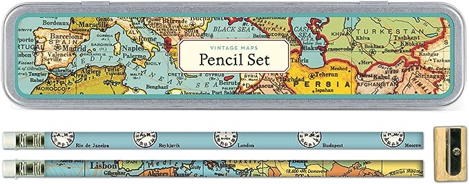 Vintage Maps Pencil Set