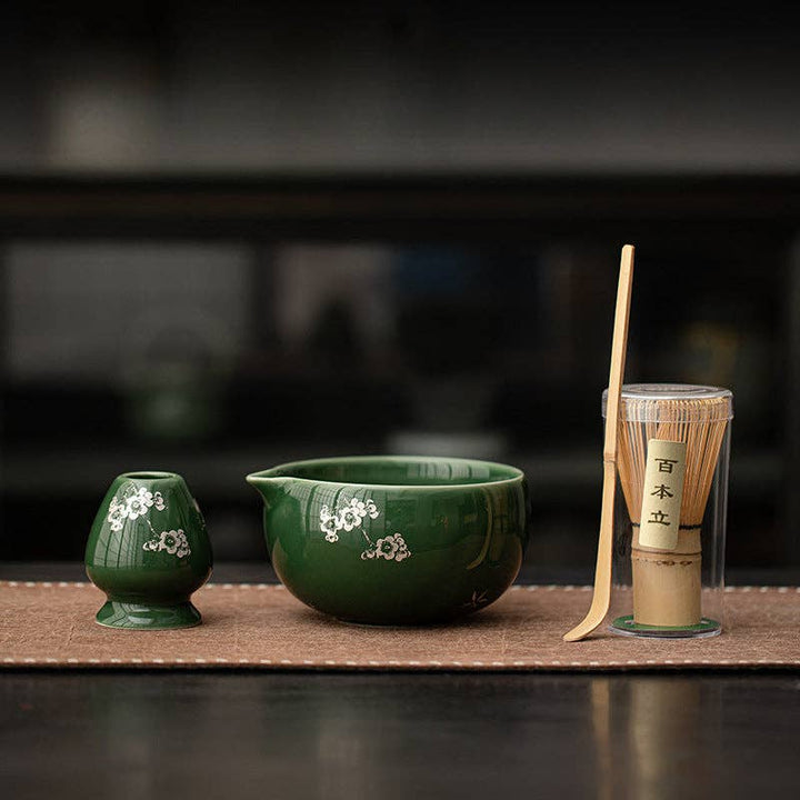 Gohobi Ceramic Matcha Set - Green Flower