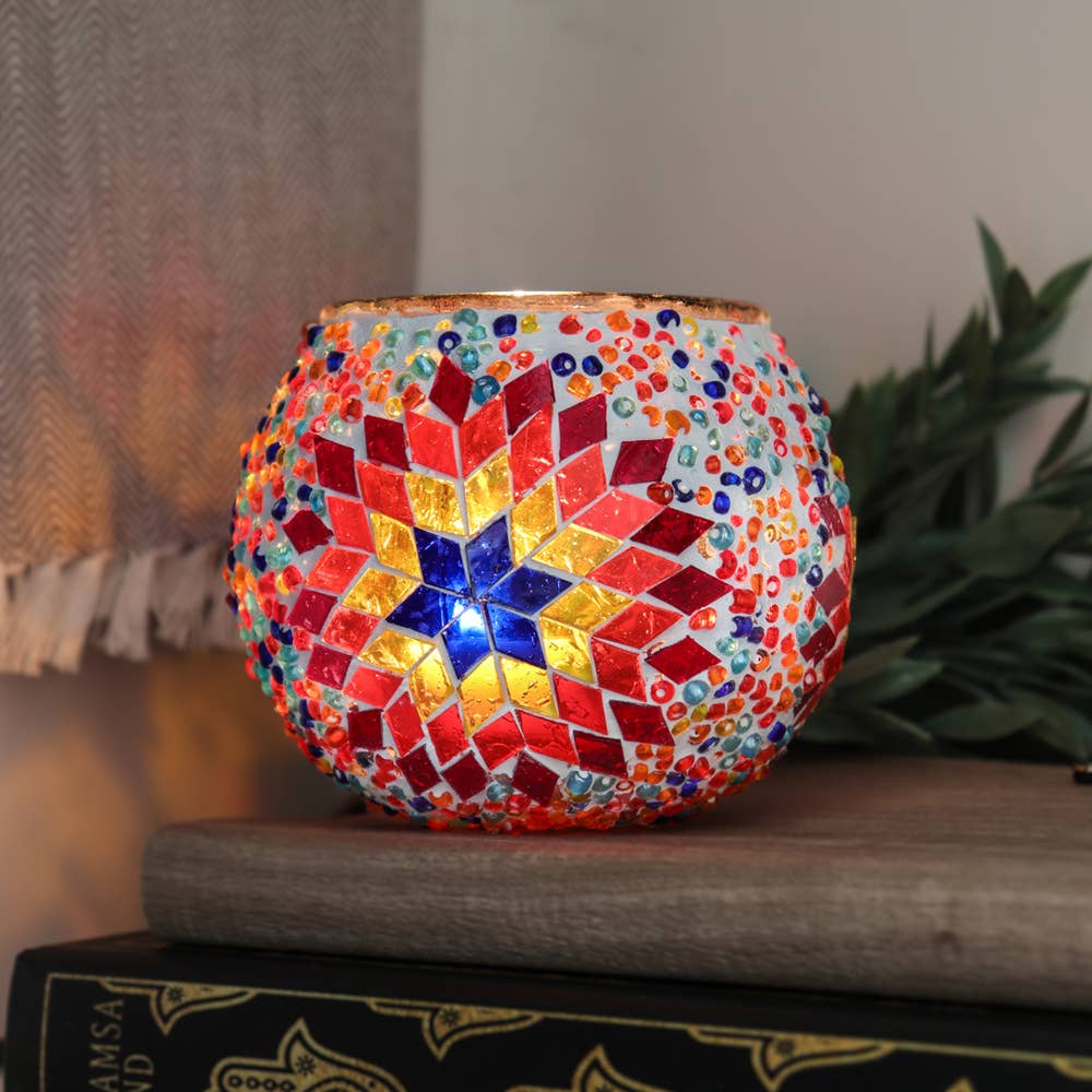 Turkish Mosaic Handmade Candle Holder (Multicolor Star)