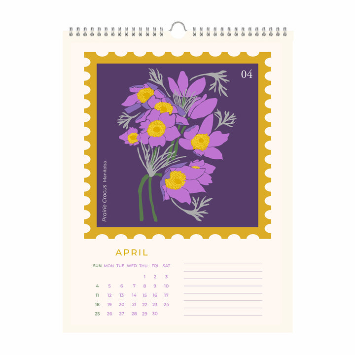 Oh Floral Canada 2027 Botanical Stamp Wall Calendar