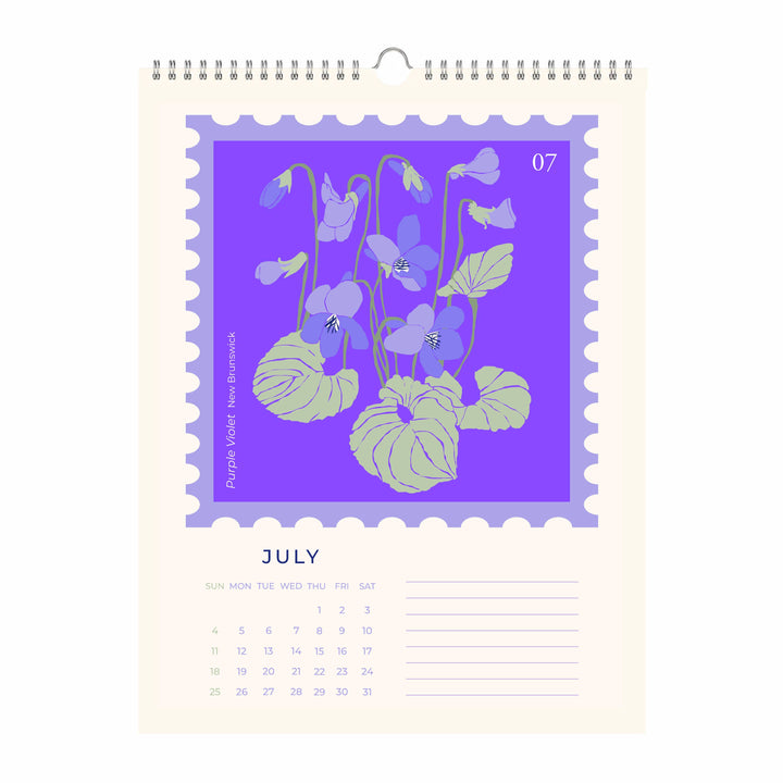Oh Floral Canada 2027 Botanical Stamp Wall Calendar