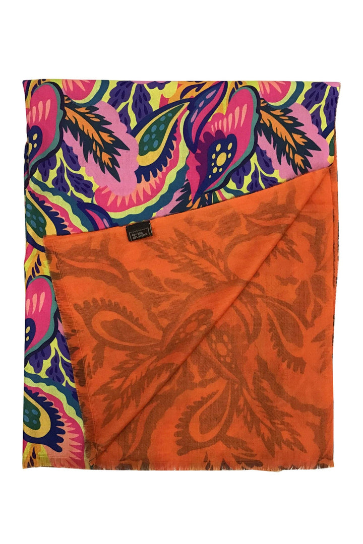 Bright Floral Print Wool Scarf