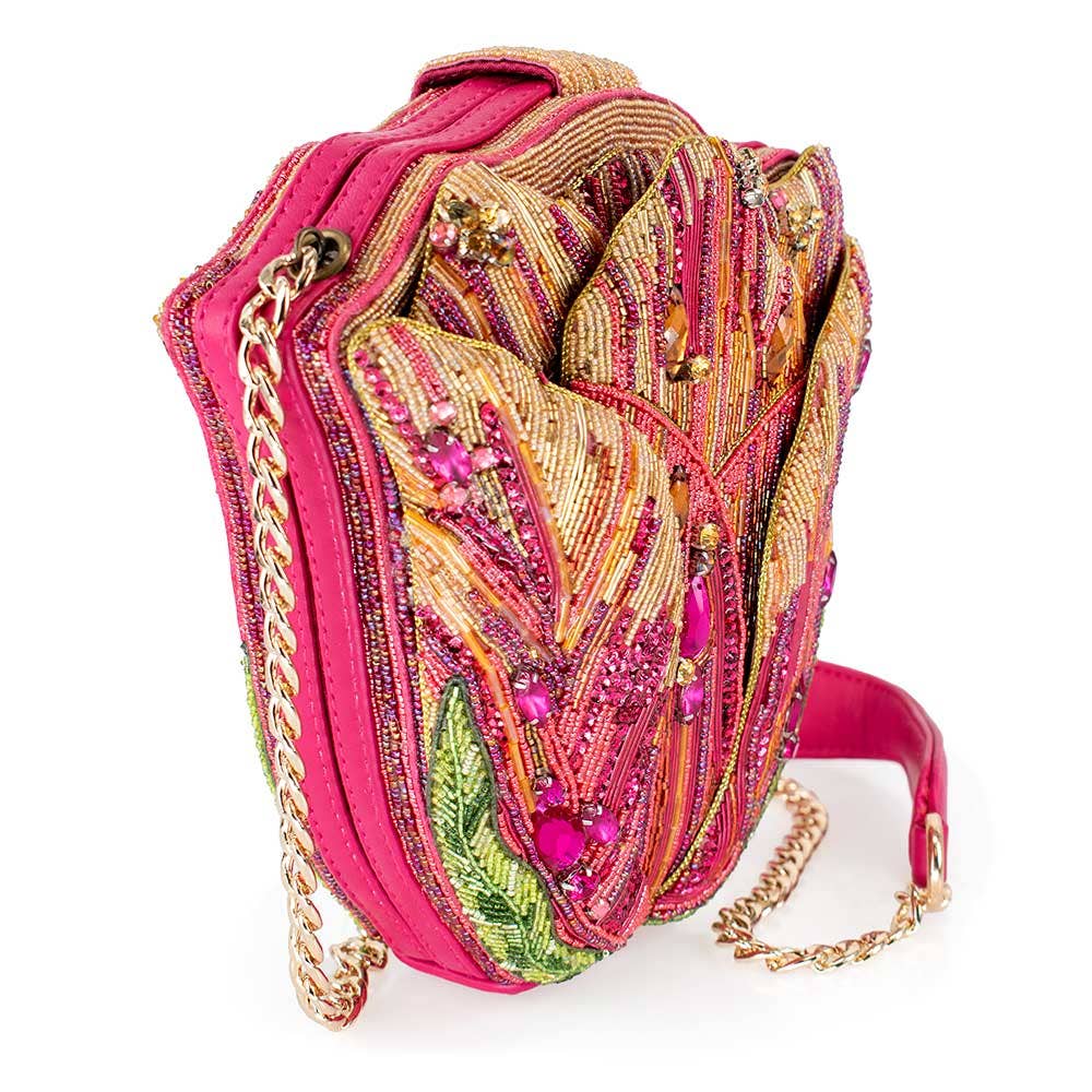 Treasured Tulip Beaded Flower Crossbody Shoulder Handbag