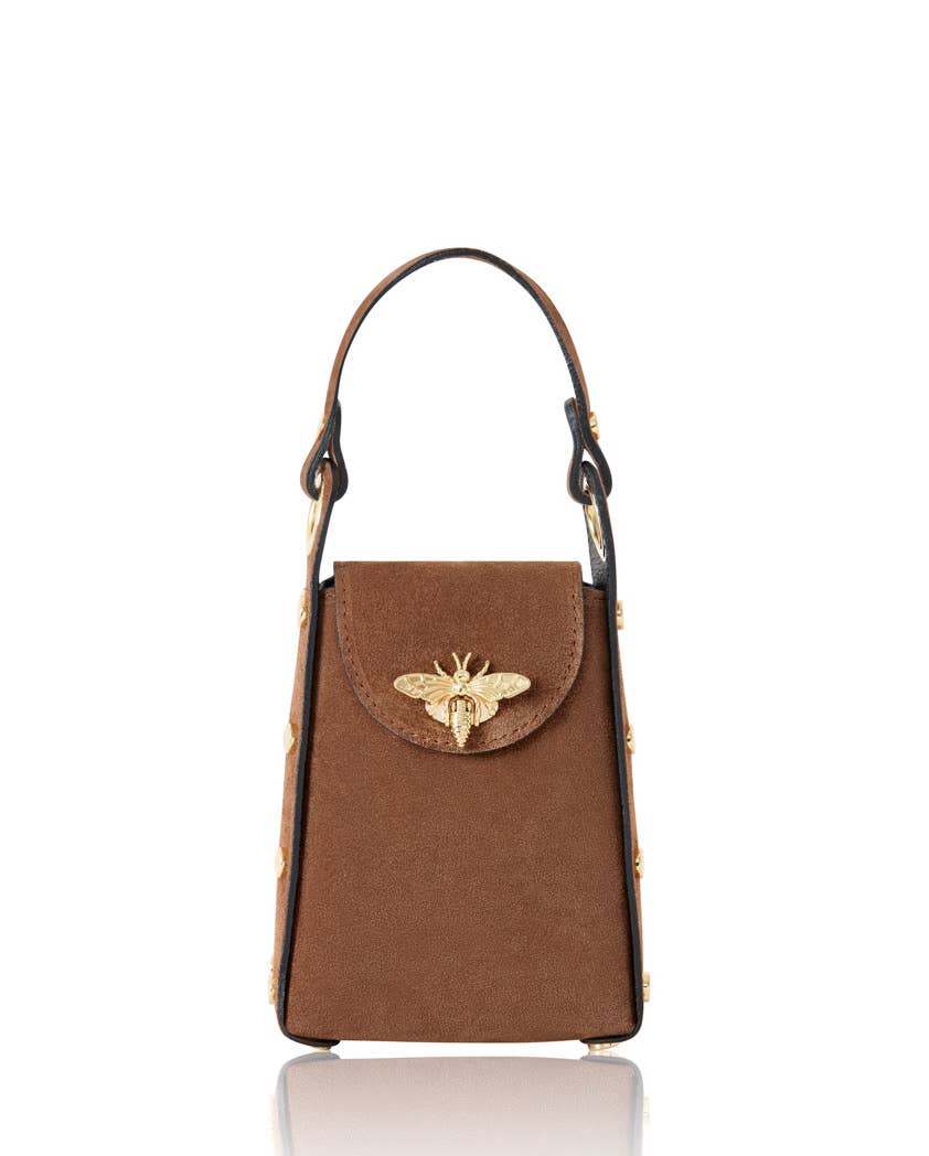 Italian Premium Suede Bee SmallBox Crossbody Bag