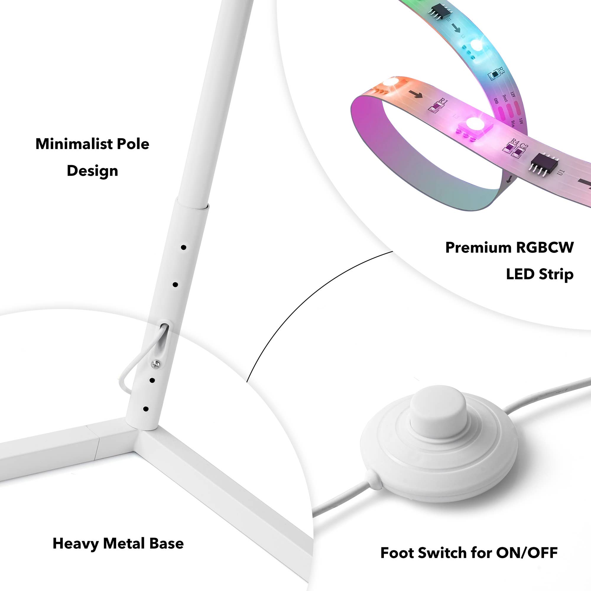 RGBCW Corner Floor Lamp Ambient Lighting Reading Lamp: Gold – ROM