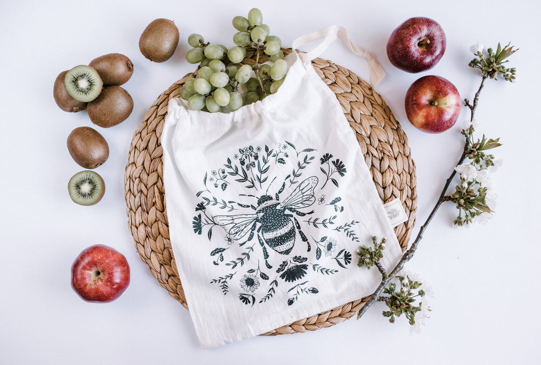 Reusable bags, set of 2 Bee Bags