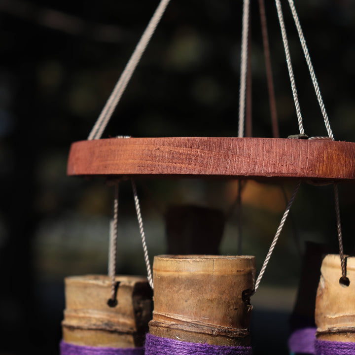 Bamboo Wind Chime with Hand Painted Rainbow Colors