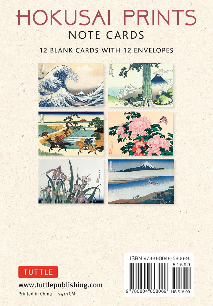 Hokusai Prints: 12 Blank Cards in 6 Lovely Prints, 2 Each With 12 Patterned Envelopes in a Keepsake Box