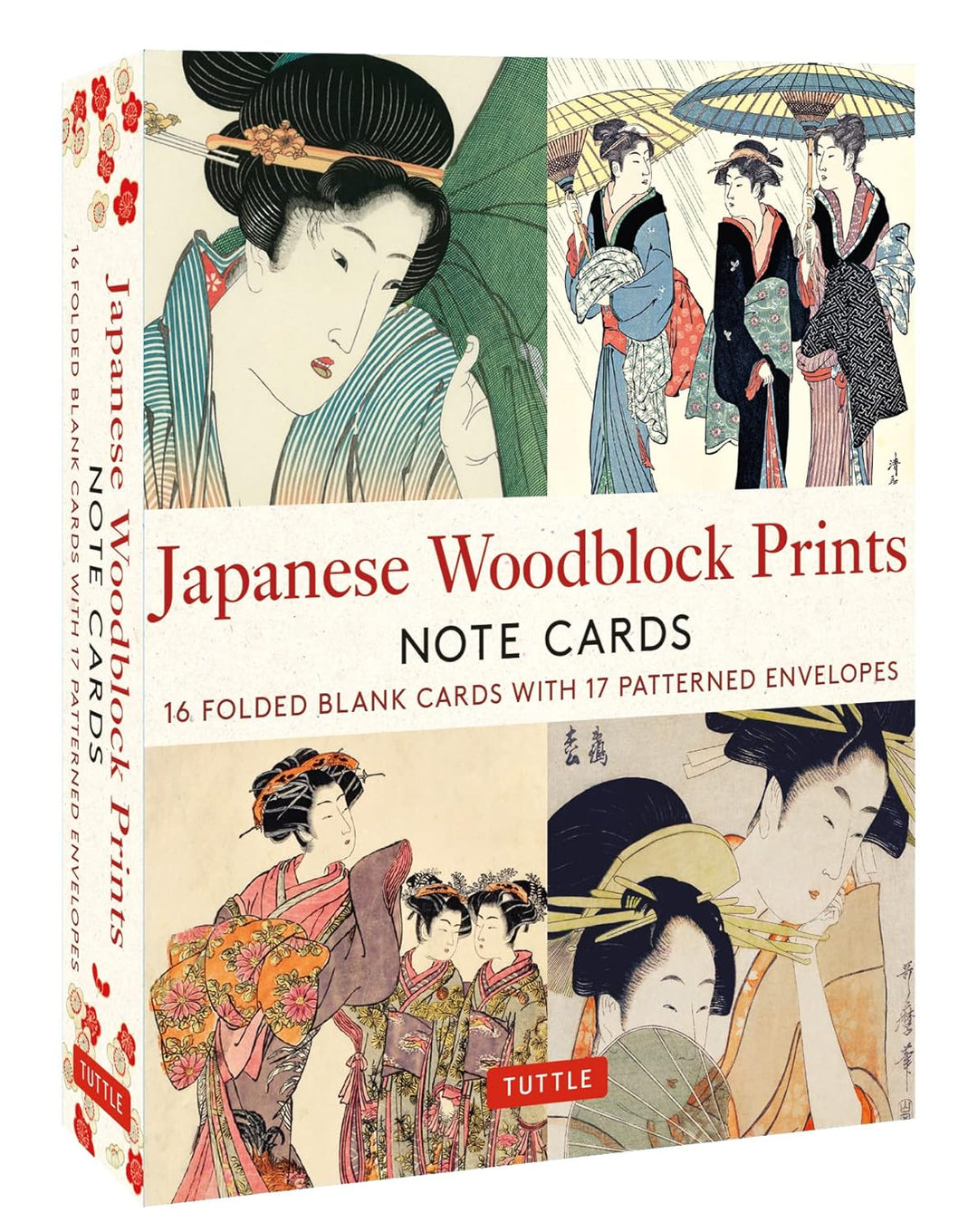 Japanese Woodblock Prints, 16 Note Cards: 16 Different Blank Cards with 17 Patterned Envelopes in a Keepsake Box