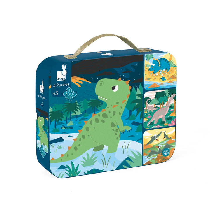 Janod-4 in 1 Progressive Puzzles - Dinosaurs