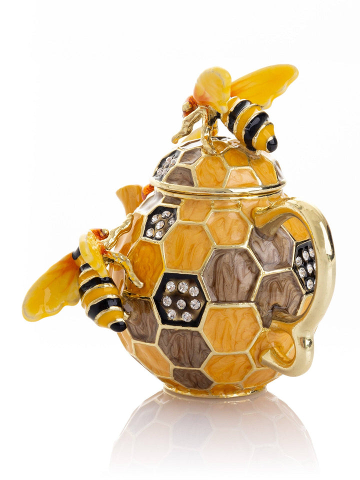 Bee & Honeycomb Teapot Trinket Box