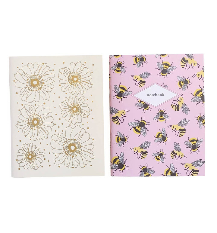 Bees and Gold Botanical Leaves Pocket Notebooks – Set of 2