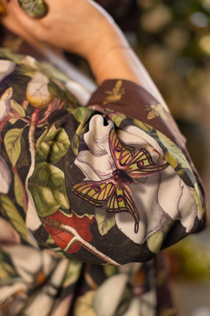 Fleur De Lune Pixie Duster Crop Kimono w/ Florals & Bees