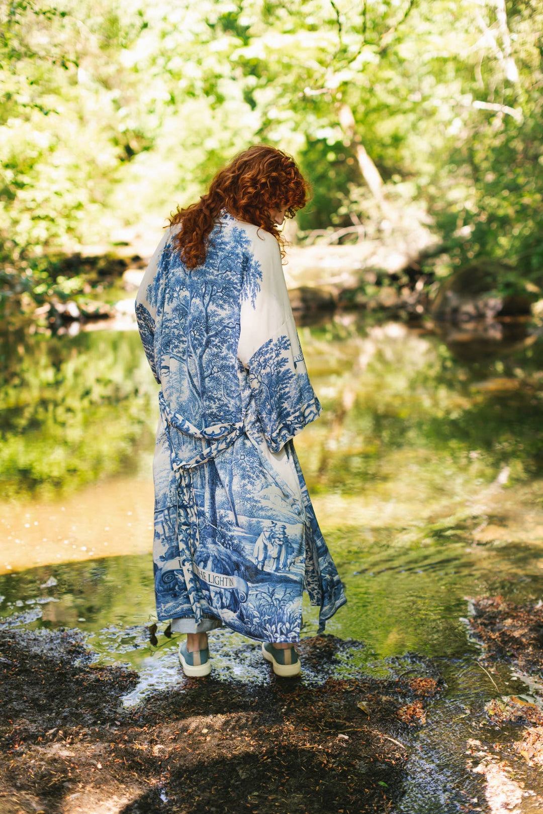 Let The Light In Opera Duster Kimono Robe w/ Delft Print
