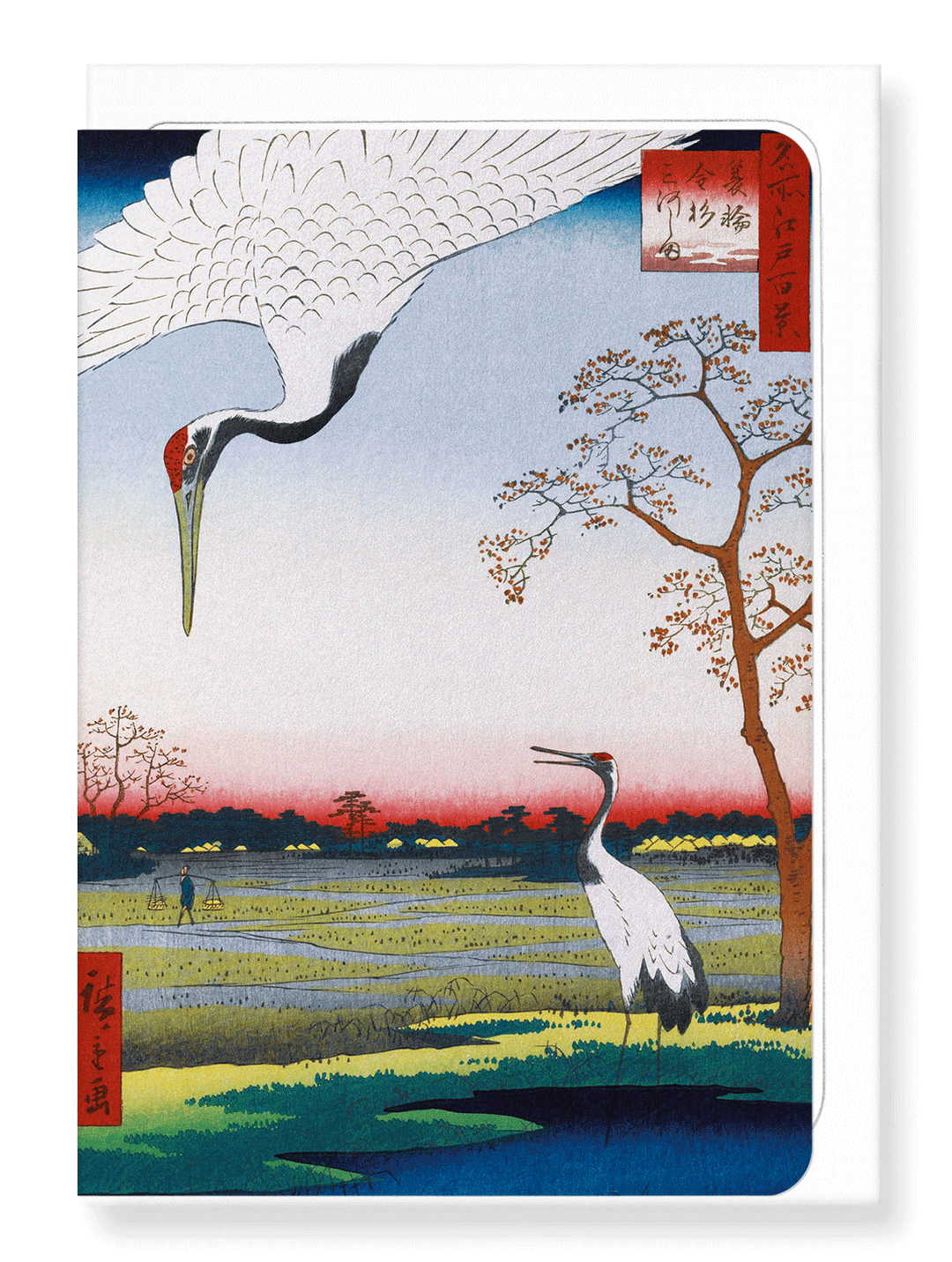 CRANES AT MIKAWA ISLAND: Japanese Greeting Card