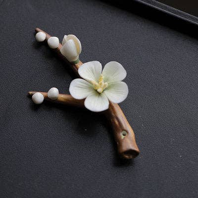 Handmade Ceramic Plum Blossom Incense Holder: Small