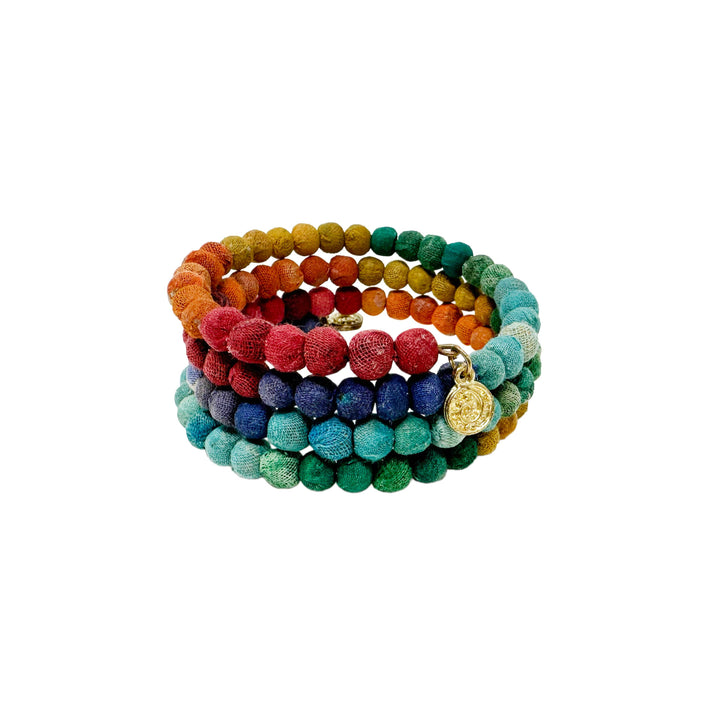 Kantha Rainbow Spiral Bracelet