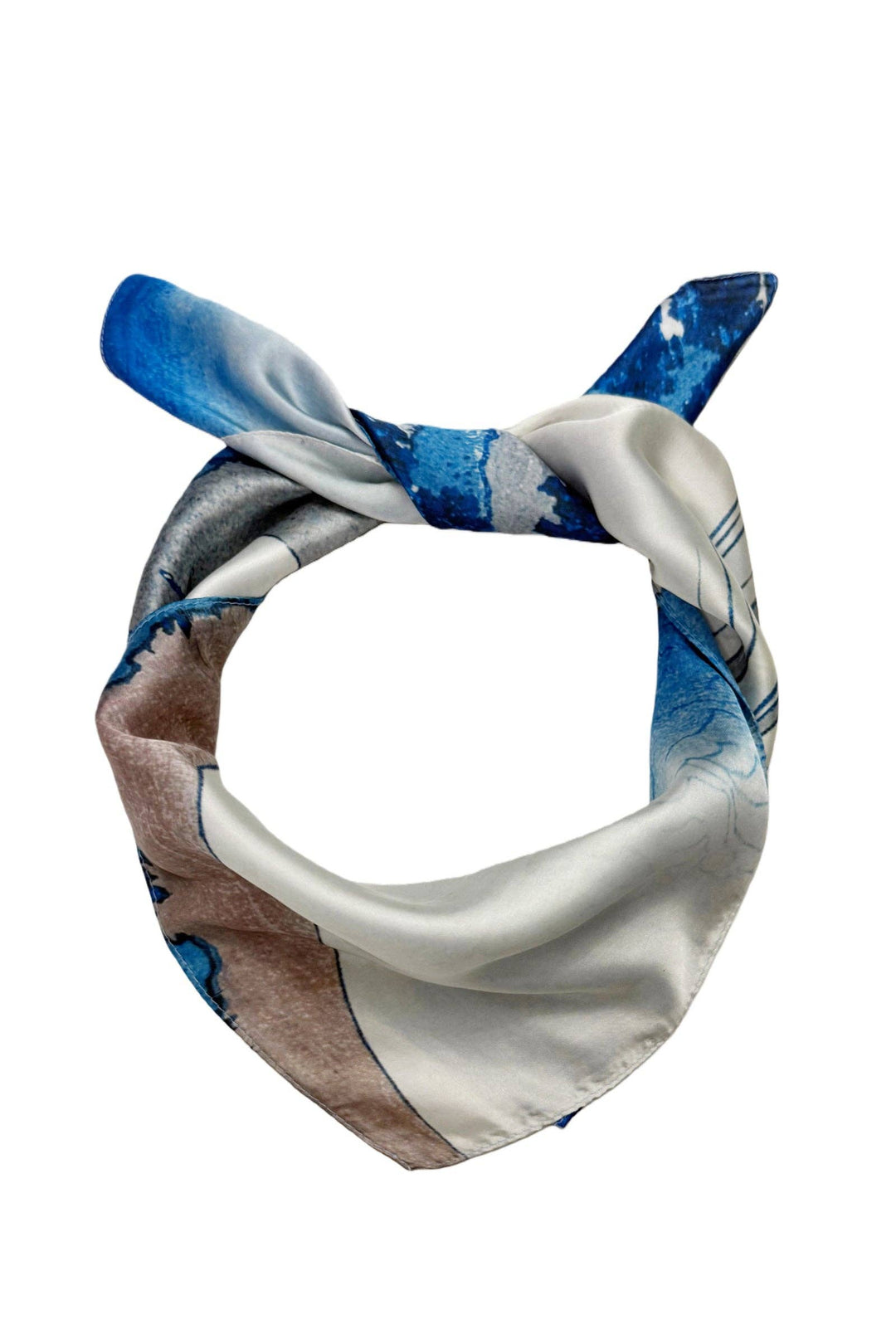 Hokusai Tama River Print Silk Square Scarf