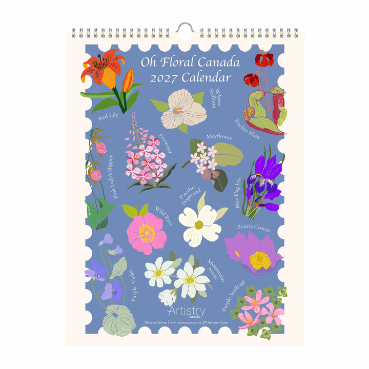 Oh Floral Canada 2027 Botanical Stamp Wall Calendar