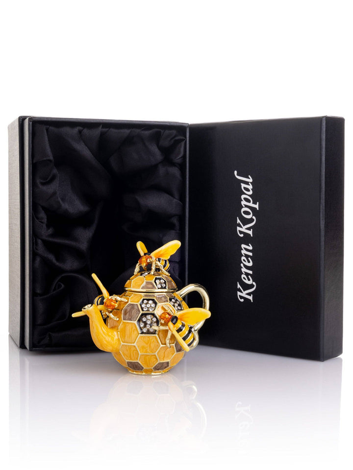 Bee & Honeycomb Teapot Trinket Box