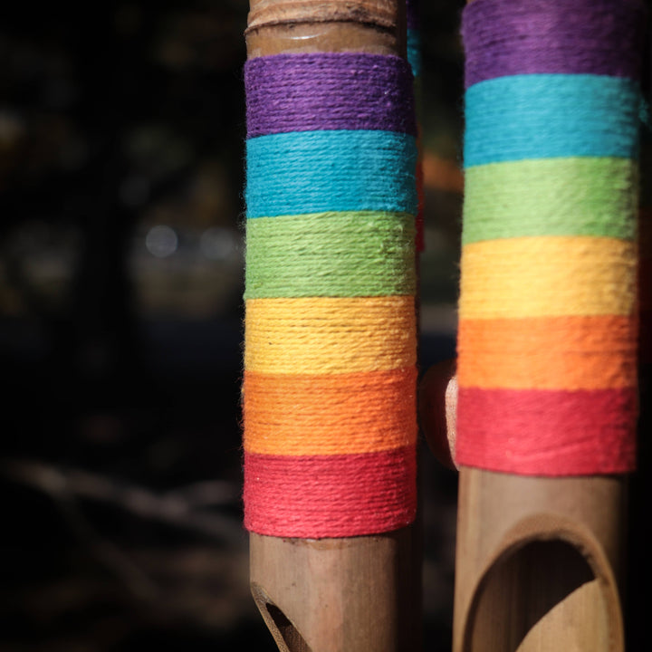 Bamboo Wind Chime with Hand Painted Rainbow Colors