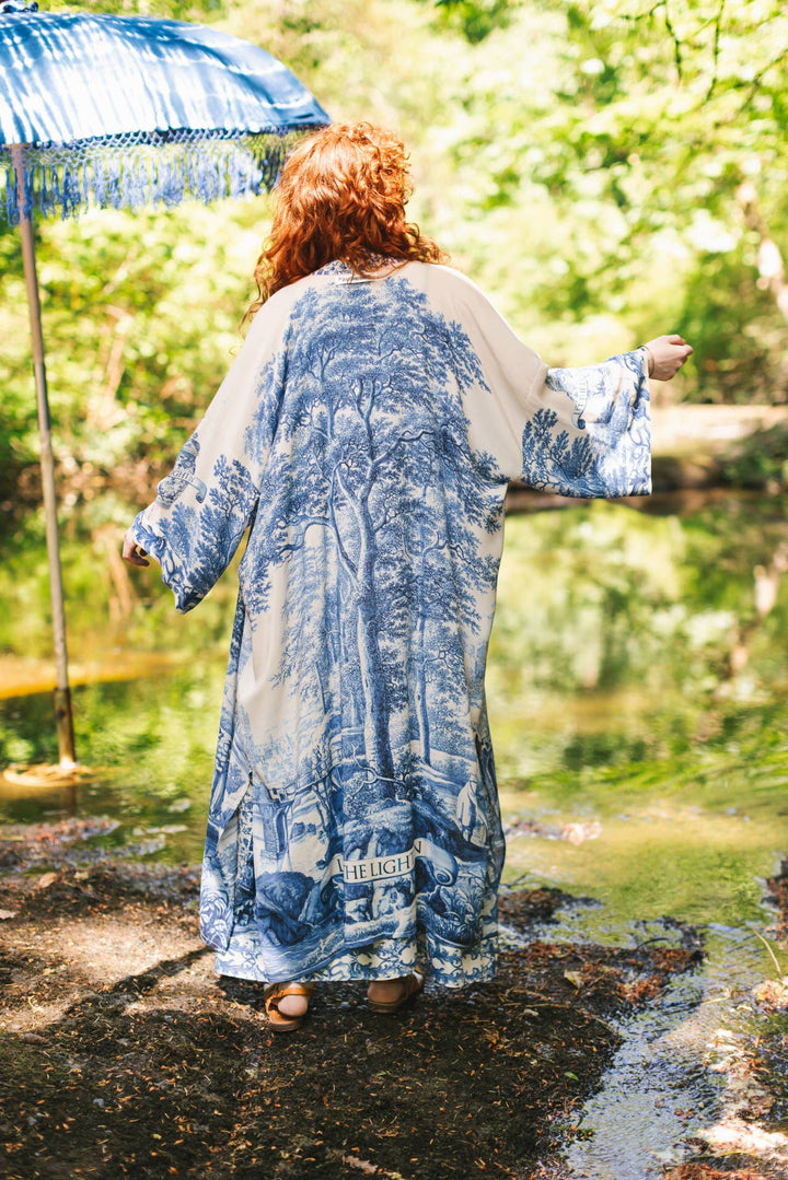Let The Light In Opera Duster Kimono Robe w/ Delft Print