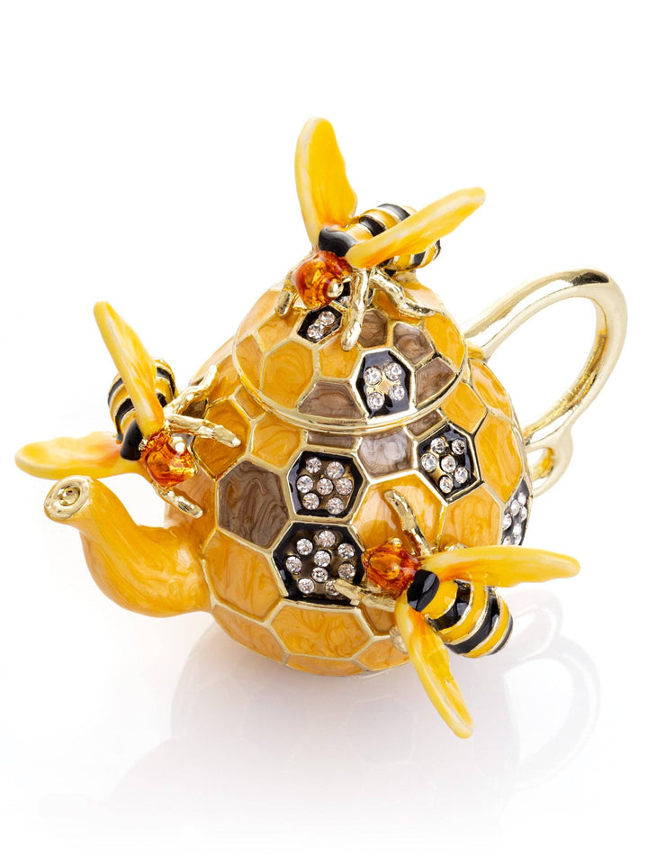 Bee & Honeycomb Teapot Trinket Box