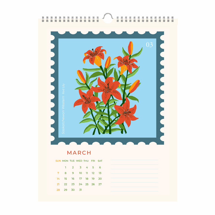 Oh Floral Canada 2027 Botanical Stamp Wall Calendar