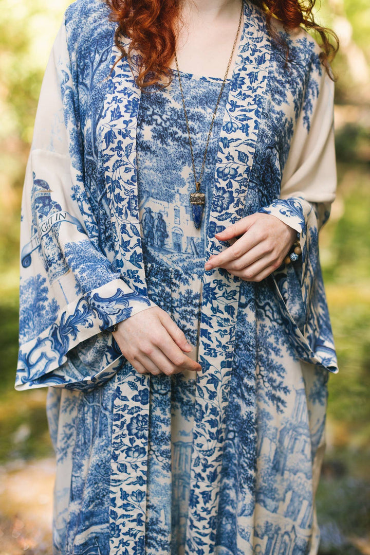 Let The Light In Opera Duster Kimono Robe w/ Delft Print