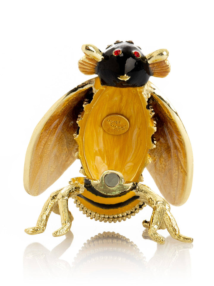 Gold & Black Enamel Honey Bee Queen Trinket Box