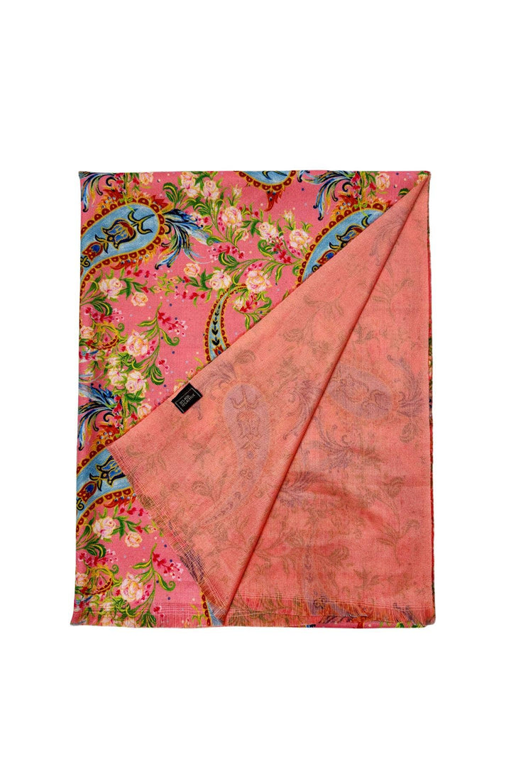 Pretty Paisley Floral Print Wool Frayed Scarf