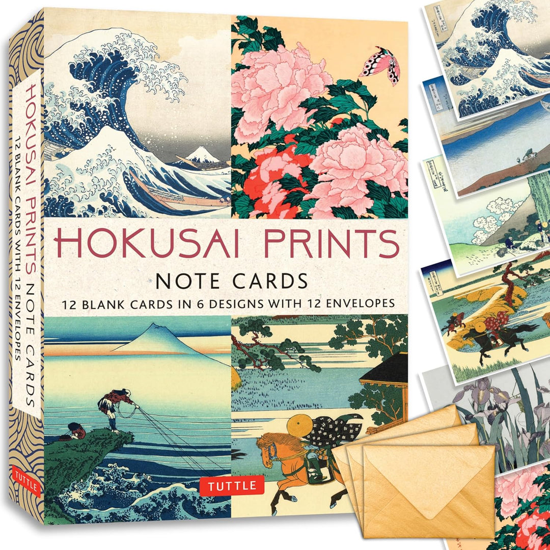 Hokusai Prints: 12 Blank Cards in 6 Lovely Prints, 2 Each With 12 Patterned Envelopes in a Keepsake Box