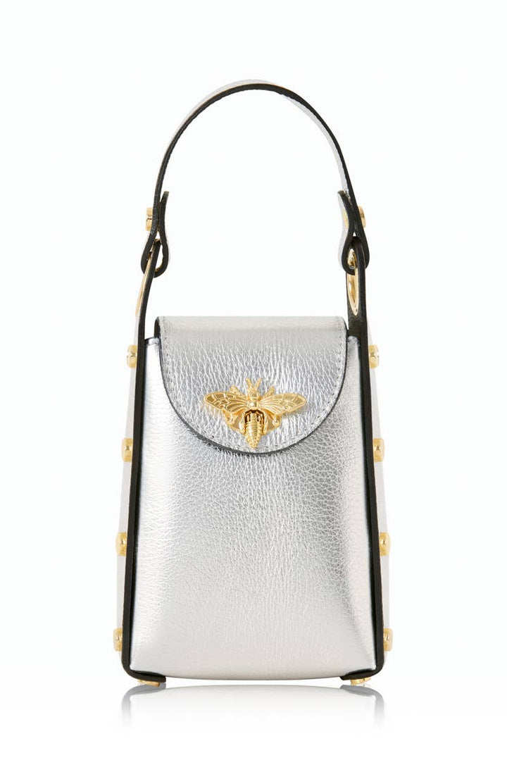 Italian Genuine Leather Mini Bee Bag with Gold Chain Strap