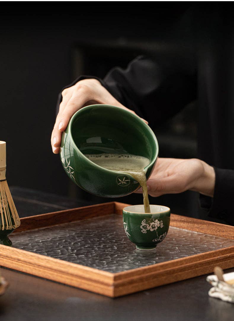 Gohobi Ceramic Matcha Set - Green Flower