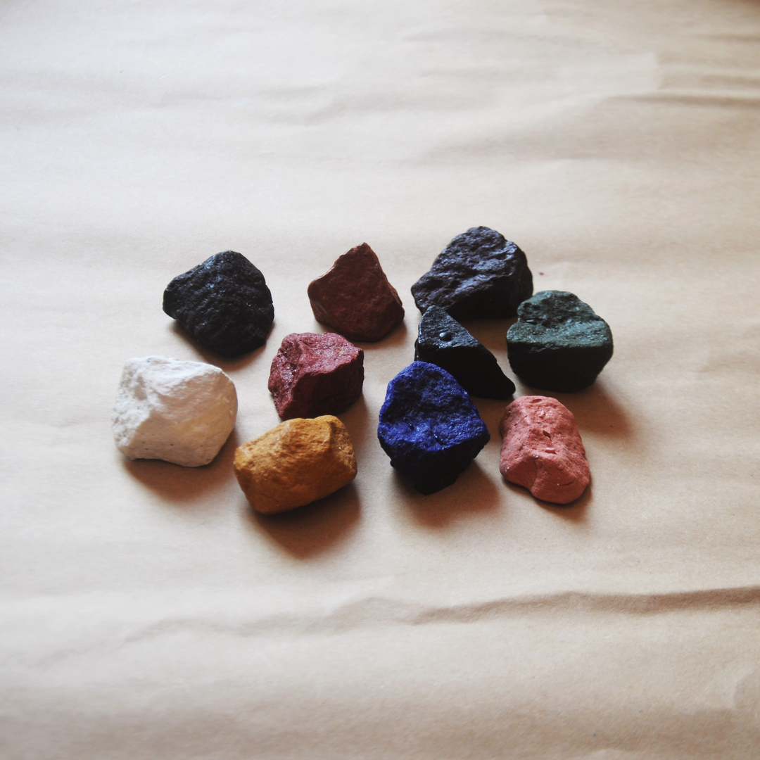 8 Textured Beeswax Ocean Rock Crayons in a Mini Cotton Sack