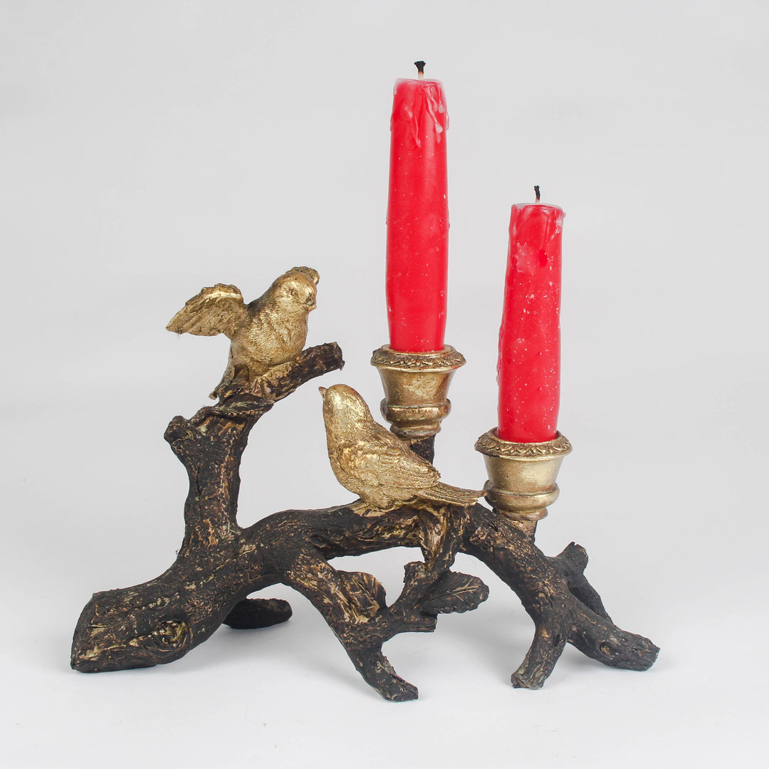 Gold Bird Branch Candleholder