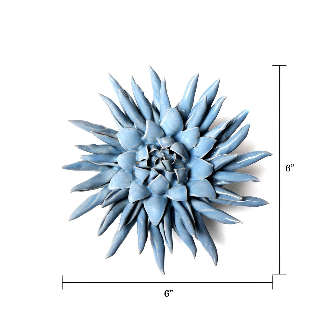 Ceramic Wall Art Blue Flower Blue Large